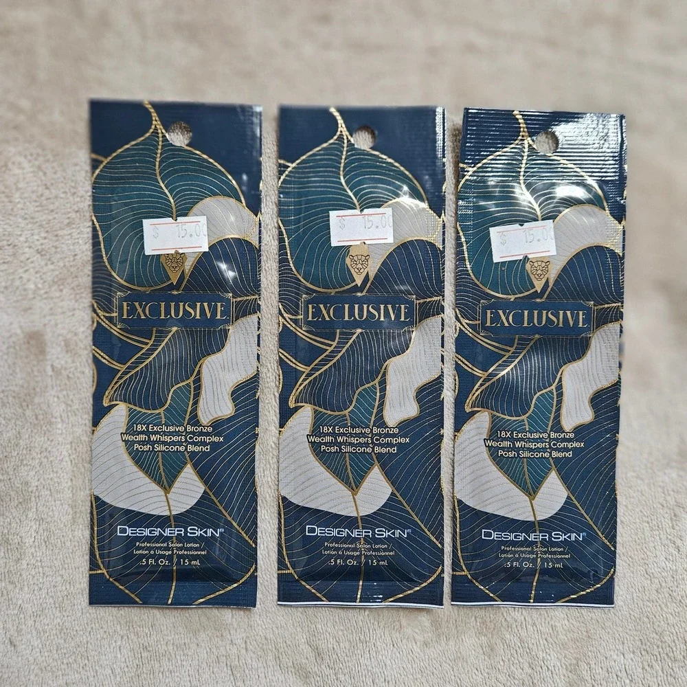 Designer Skin Exclusive 18X Bronze Tanning Lotion Packets 0.5oz Lot of 3